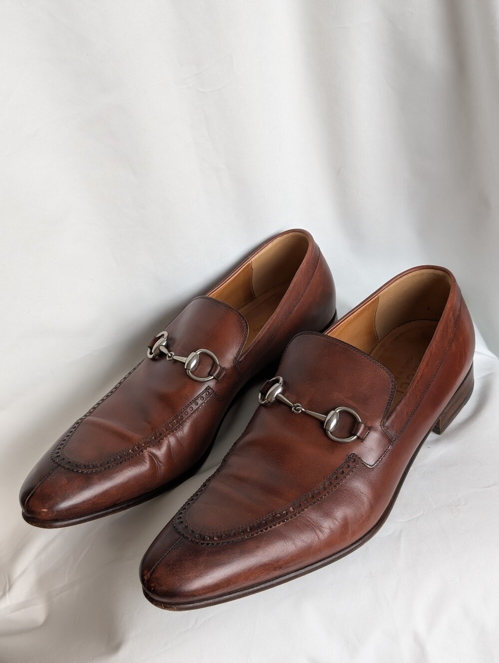 Gucci Brown Ombre Leather Horsebit Loafers Men's Size 10 Slip On Made in Italy